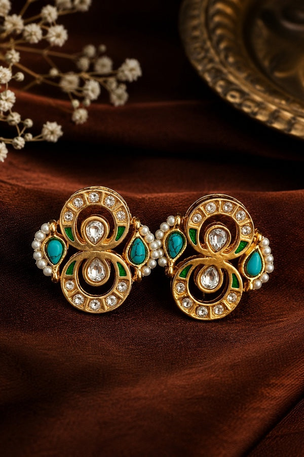 Feroza Kundan Chand Earrings