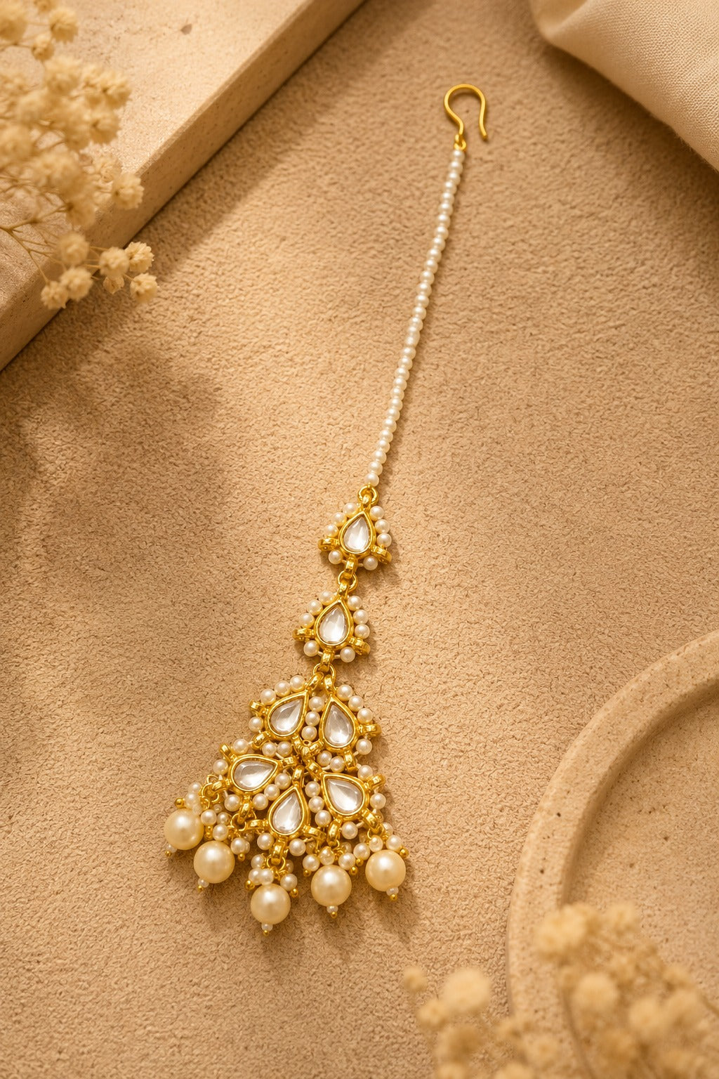 Droptop Pearls & Kundan Maang Tikka