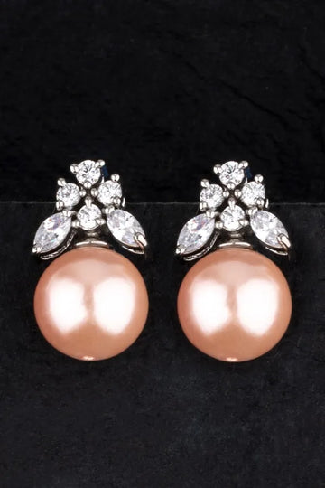 Zirconia Pink Pearl Drop Earrings