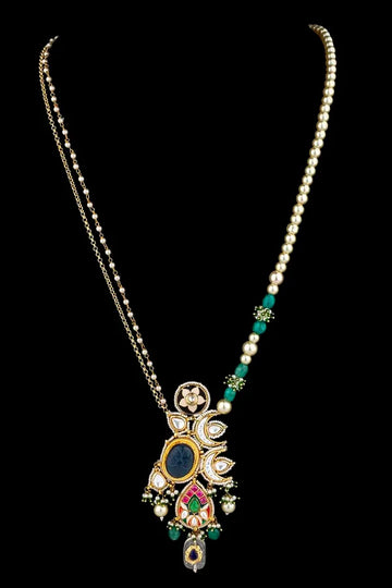 Red Meenakari With Pearls Asymetric Kundan Necklace
