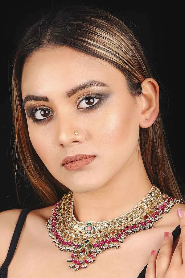 Red & Green Kundan Jadai Choker