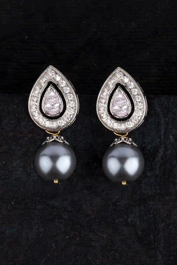 Drop Zirconia Grey Pearl Studs