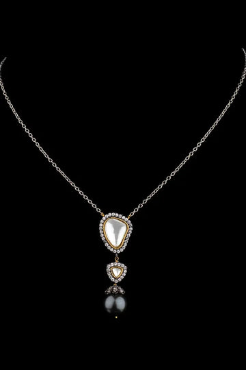 Grey Pearl with Zirconia Pendant Necklace