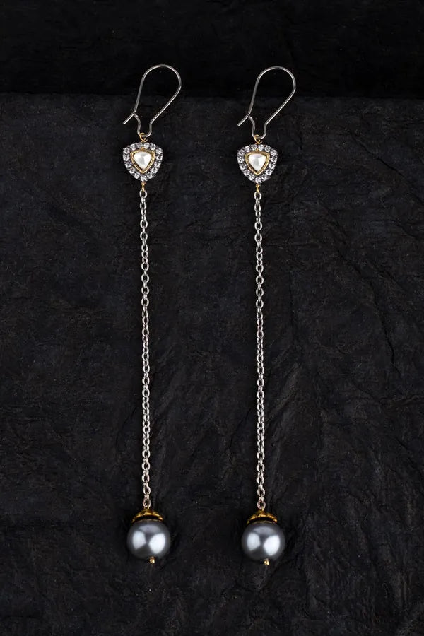Grey Pearl Zirconia Dangler Earrings