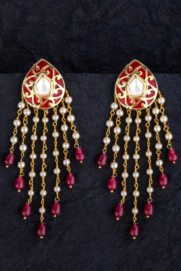 Ruby & Pearl Kundan Chandelier Earrings
