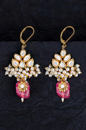 Pink Pearl Rose Earrings