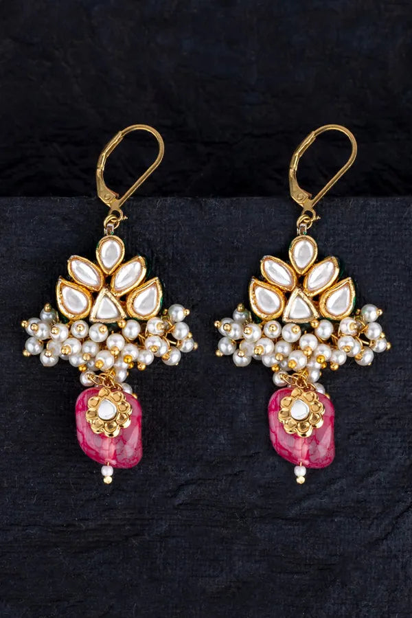 Pink Pearl Rose Earrings