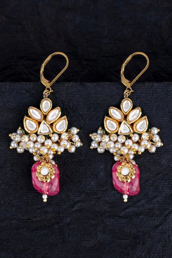 Pink Pearl Rose Earrings