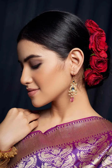 Kundan Tourmaline Drop Earrings