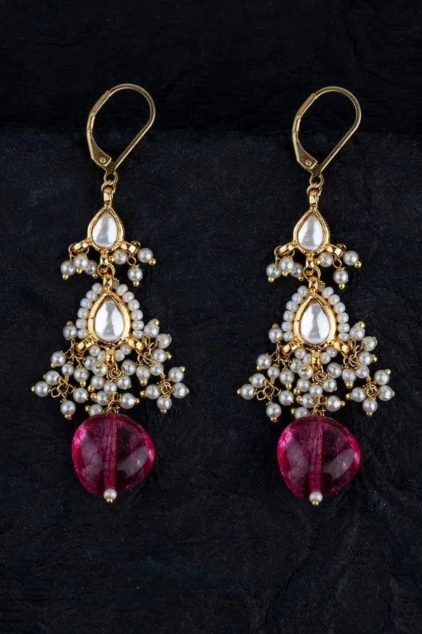 Kundan Tourmaline Drop Earrings