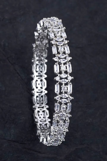 Silver Baguette Round Bangle