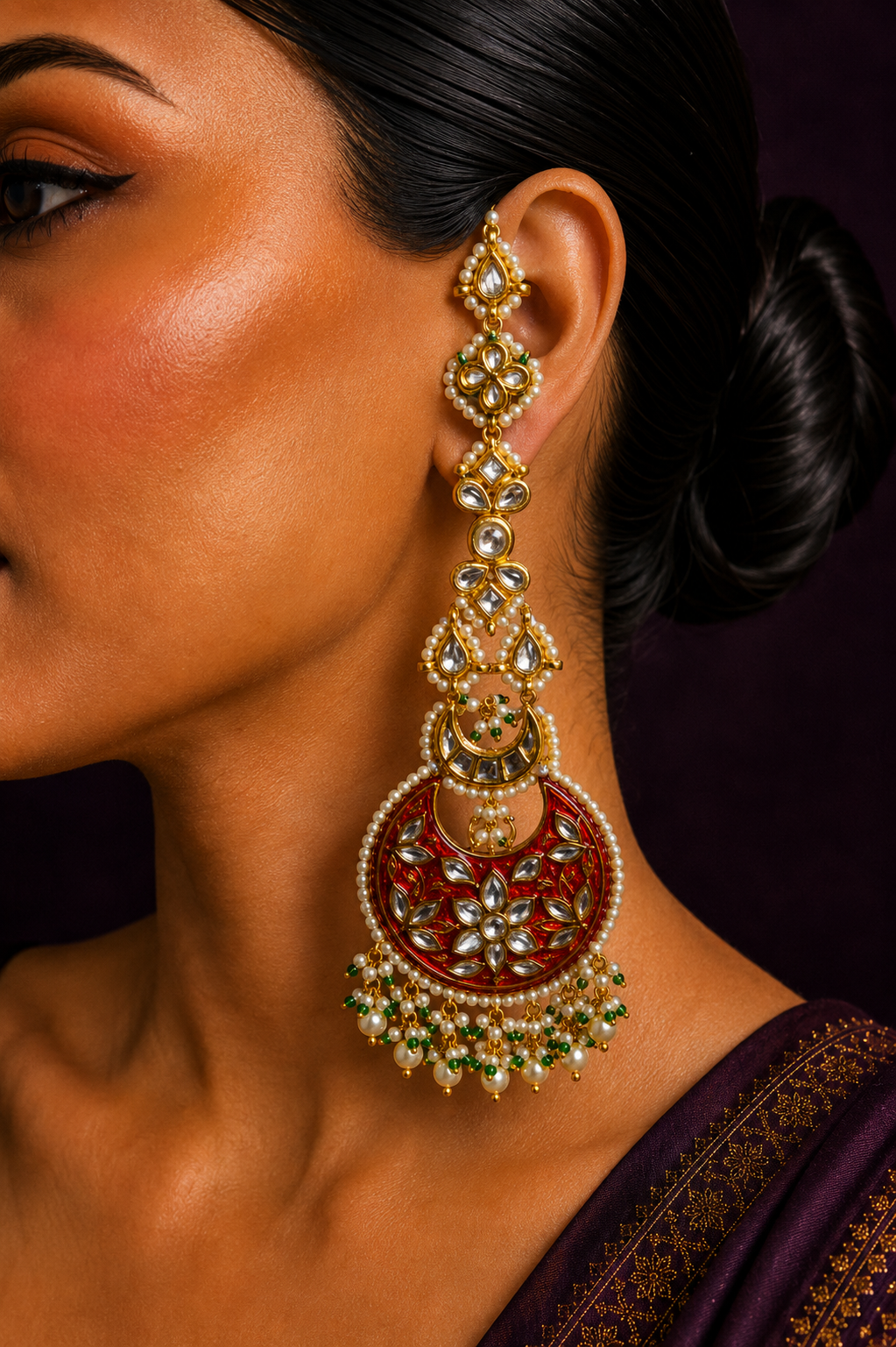 Statement Red Chandbali Earrings