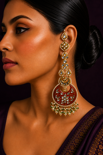 Statement Red Chandbali Earrings