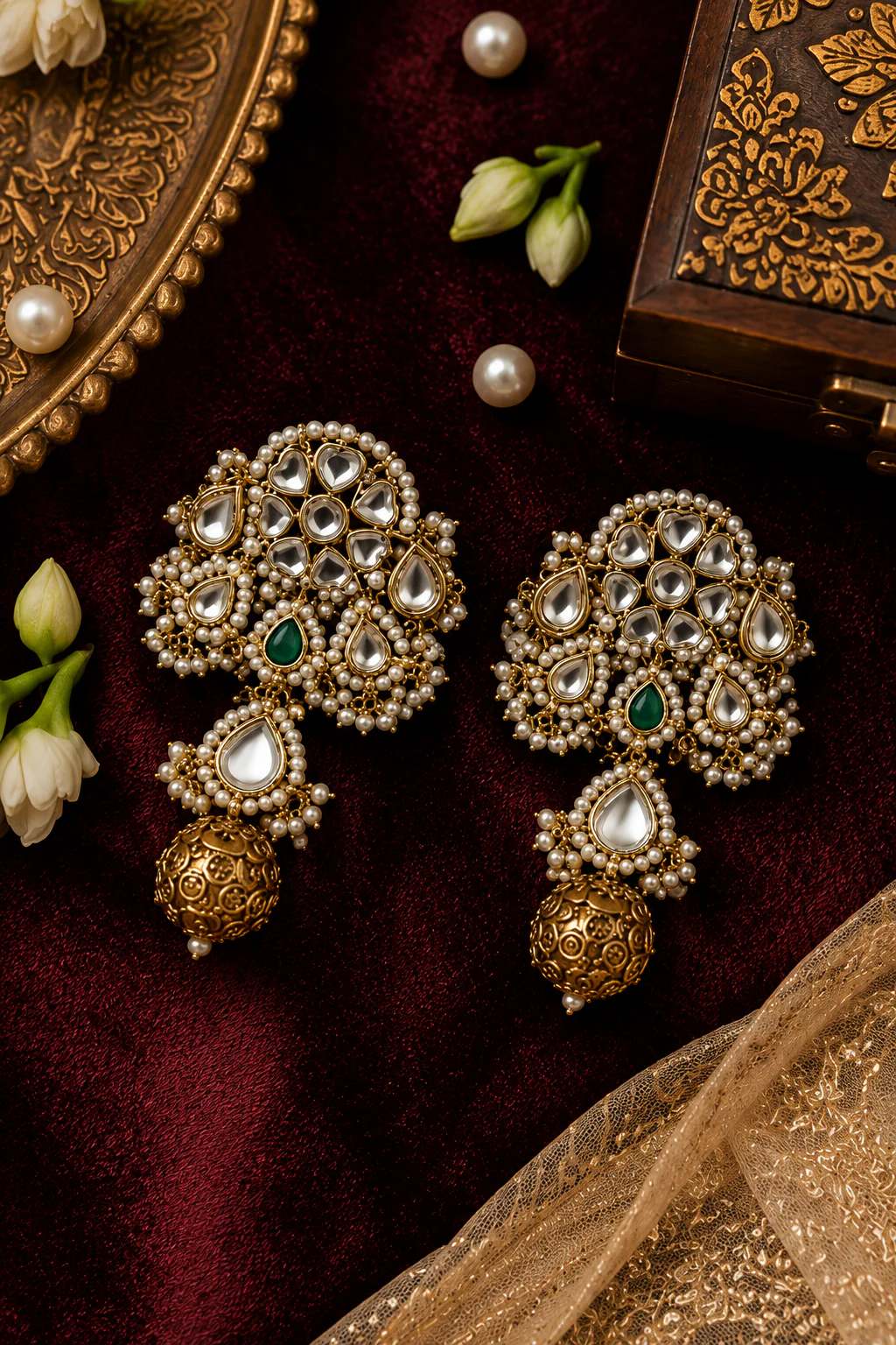 Floral topping earrings