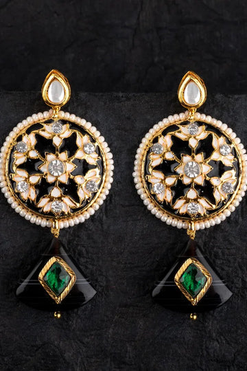 Black Meenakari Dangler Earrings