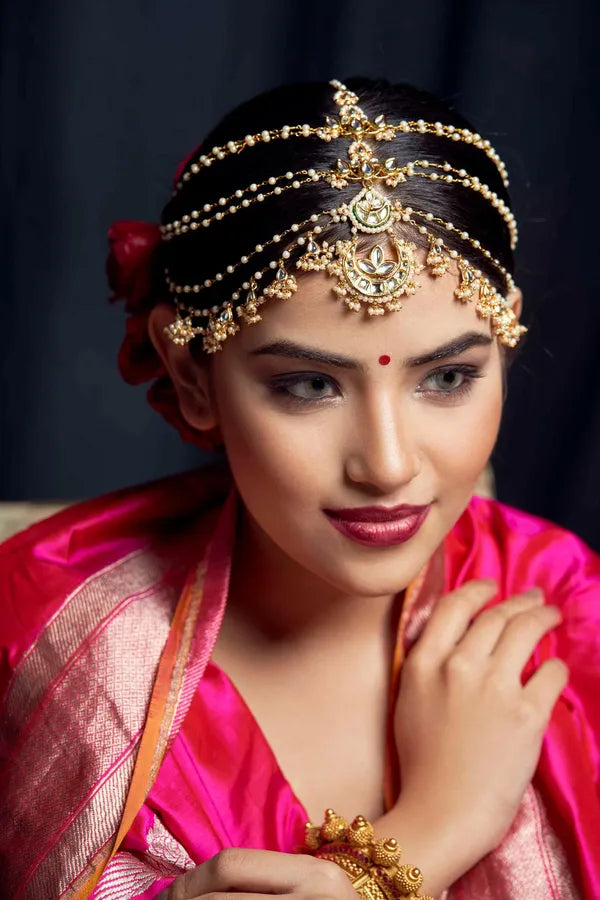 Kundan & Pearl Multi String Matha Patti