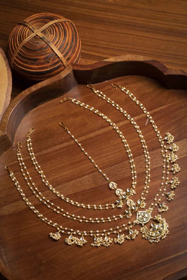 Kundan & Pearl Multi String Matha Patti