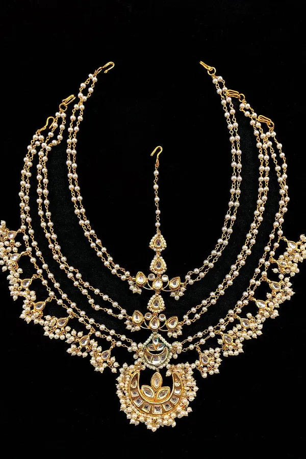 Kundan & Pearl Multi String Matha Patti