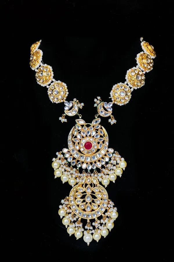 Kundan & Pearl Gold Toned Rani Haar Necklace