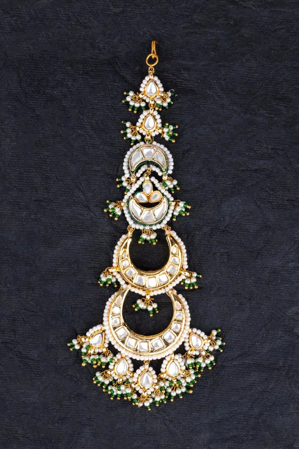 Chandrika Green Hints Gold Maang Tikka
