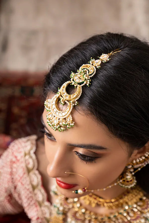 Chandrika Green Hints Gold Maang Tikka