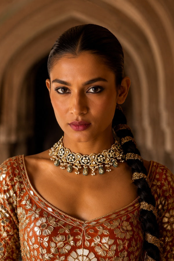 Black Meena Kundan Biya Barium Choker