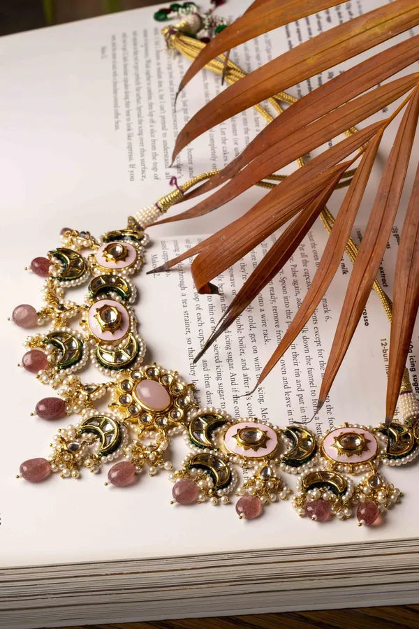 Pink Rose Quartz Kundan Choker