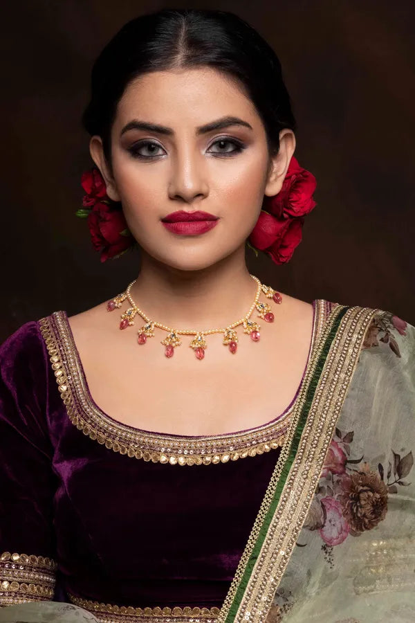 Tourmaline Biya Kundan Necklace