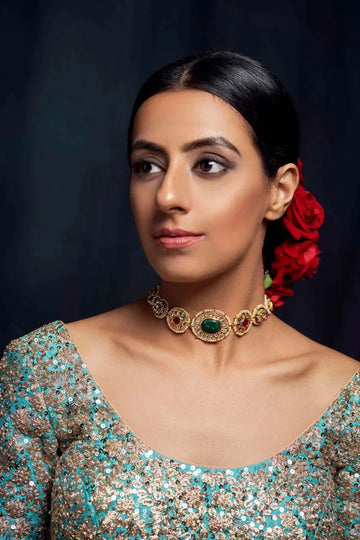 Paisley Emeralds Kundan Choker