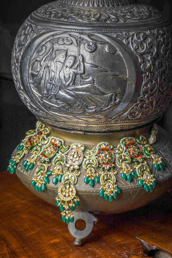 Emeralds Meenakari with Pearls Kundan Choker