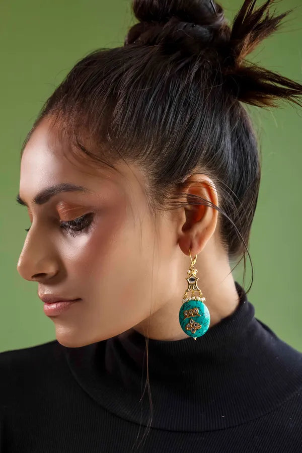 Turquoise Kundan Earrings