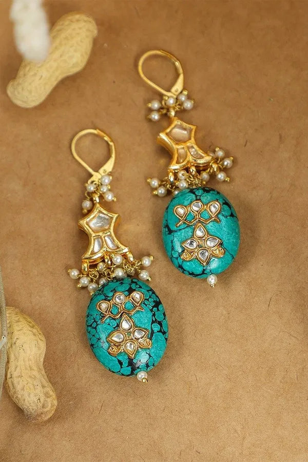 Turquoise Kundan Earrings