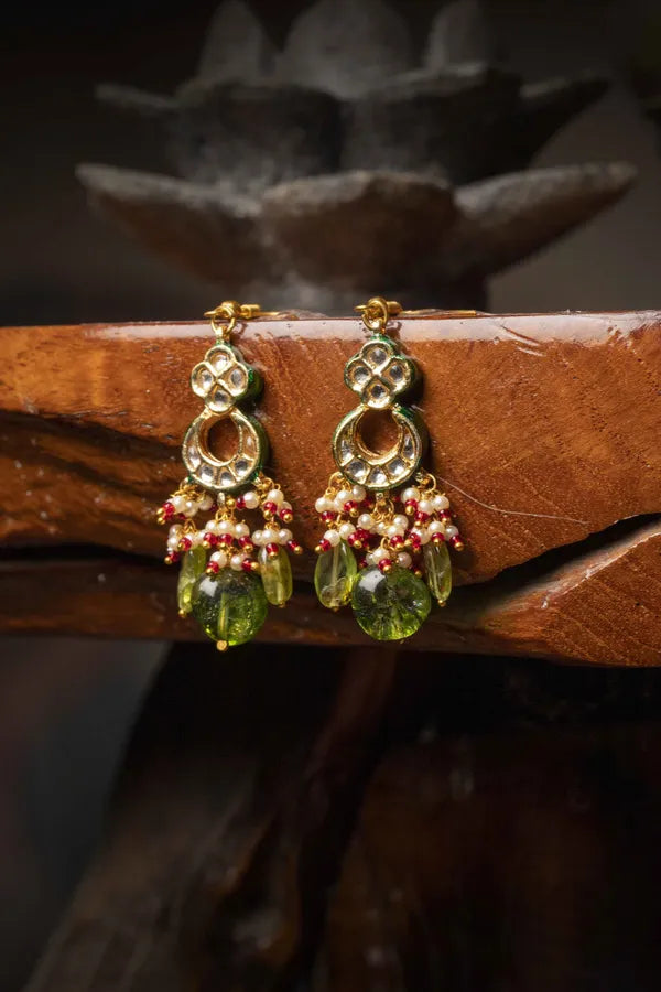 Peridot & Kundan Earrings with Hint of Red
