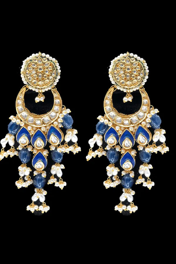 Blue & Pearl Kundan Chand Baalis