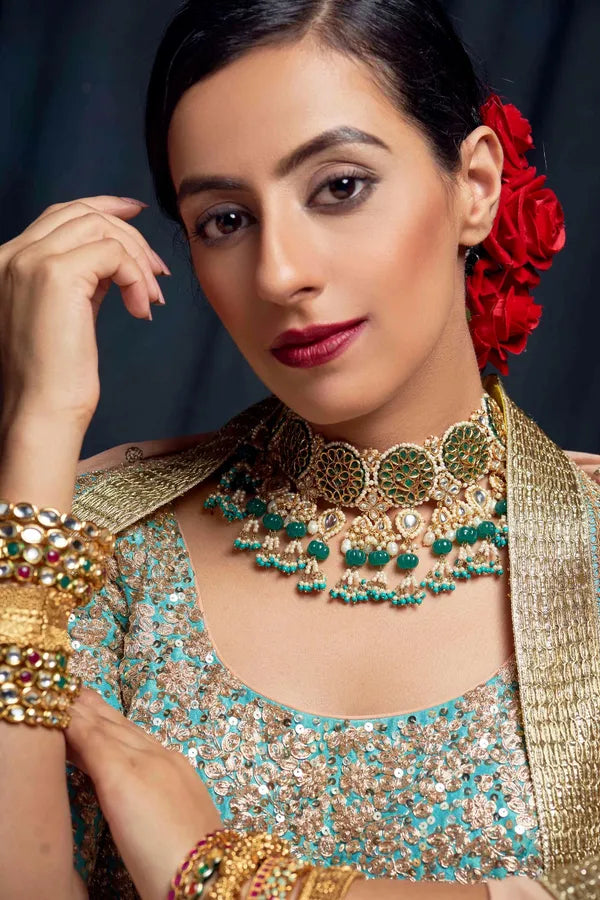 Statement Green Feroza Hint Choker Necklace