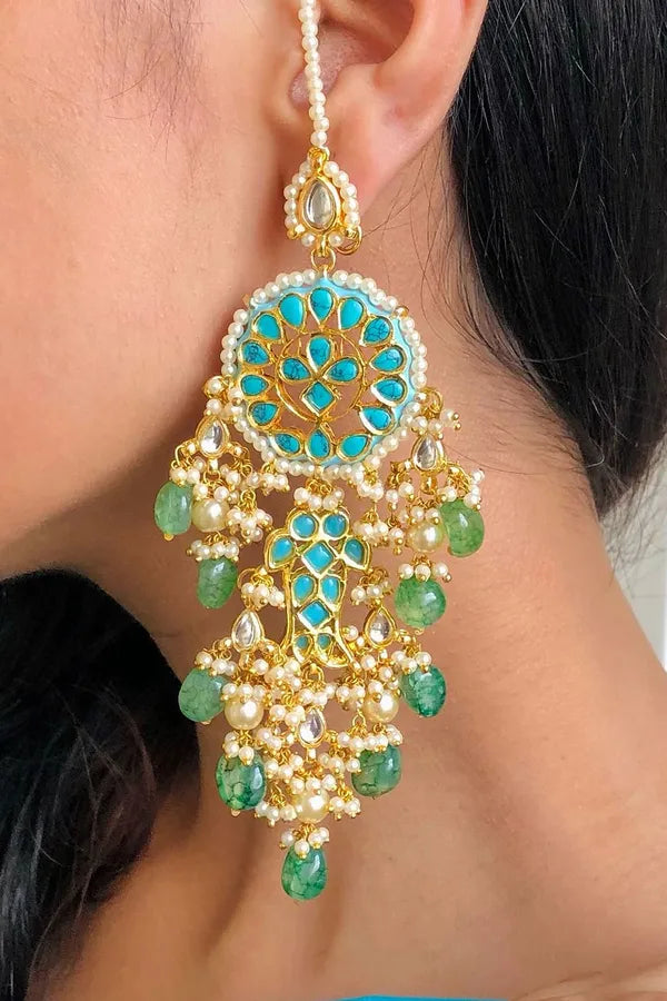 Feroza Green Drops Dangler Earrings