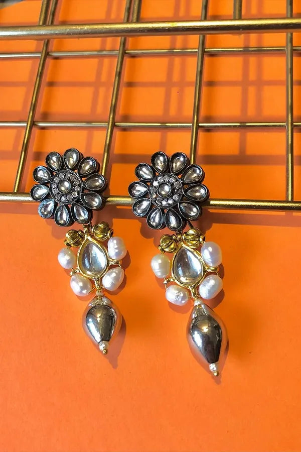Flower Metal Drop Dangler Earrings