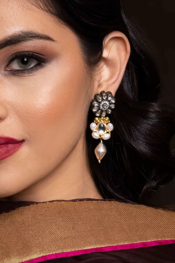 Flower Metal Drop Dangler Earrings