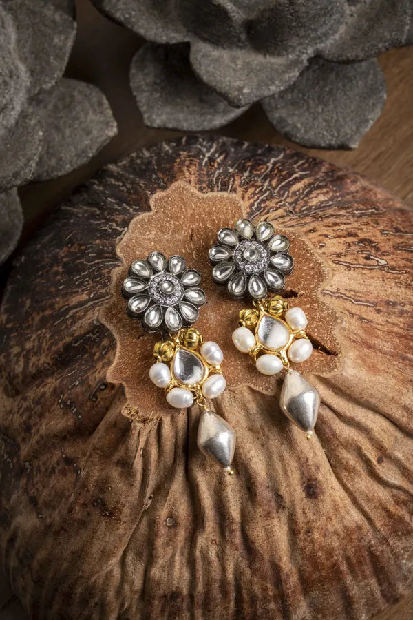 Flower Metal Drop Dangler Earrings