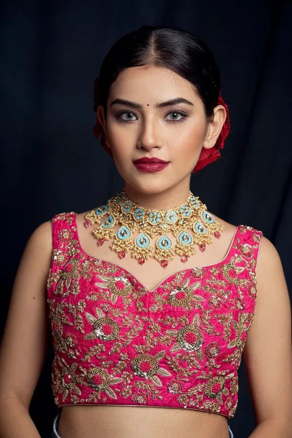 Statement Feroza Tourmaline Drop Choker Necklace