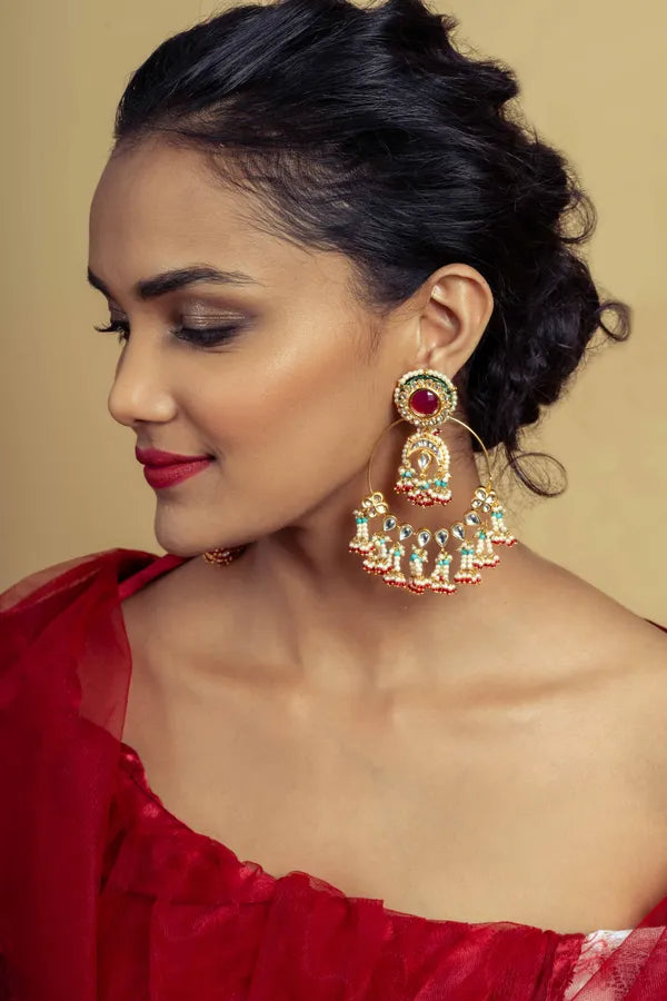 Loaded Statement Feroza Beads Hint Of Red Baalis