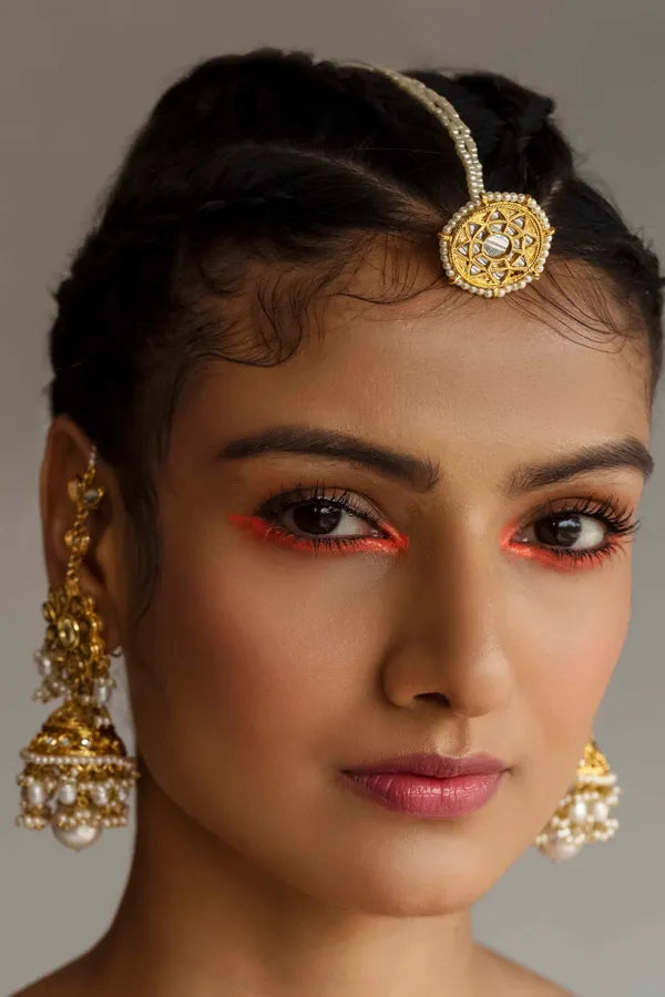 Pearl Drop Kundan Gold Jhumki