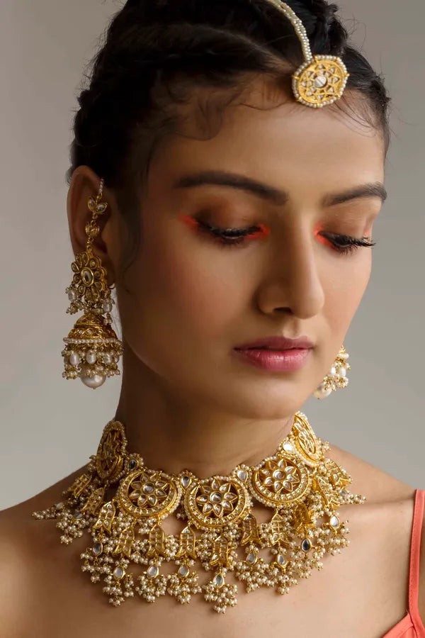 Pearl Drop Kundan Gold Jhumki