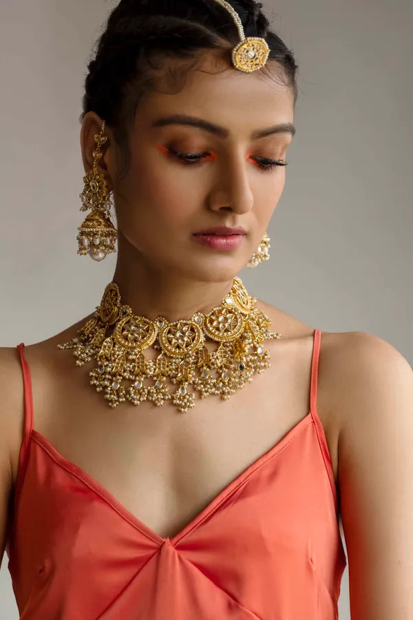 Pearl Drop Kundan Gold Jhumki