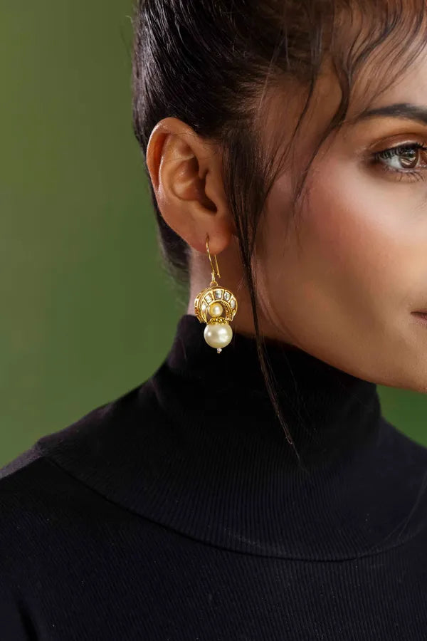 Golden Chand Pearl Drop Earrings