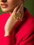 Gold Finish Flower Pearl Kundan Ring