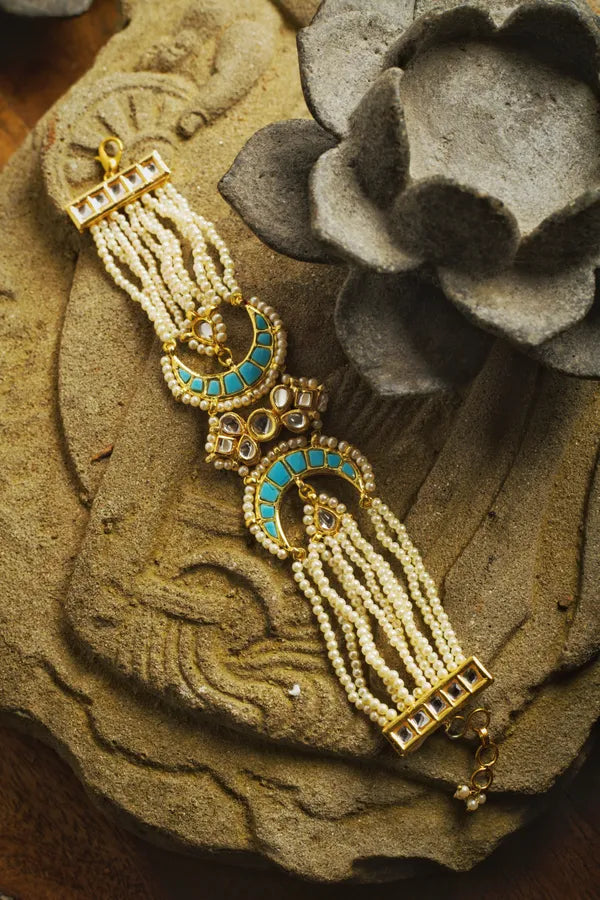 Feroza Kundan Chand Pearls Bracelet