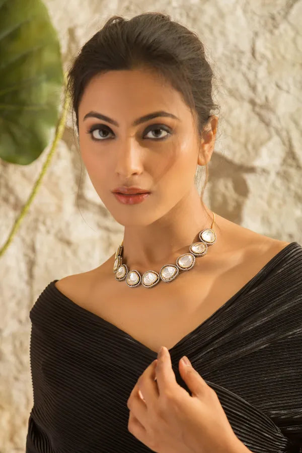 White & Silver Zirconia Choker Necklace