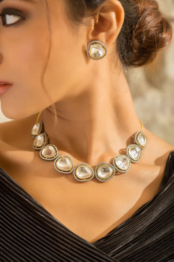 White & Silver Zirconia Choker Necklace