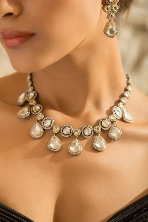 Silver & Gold Zirconia Necklace